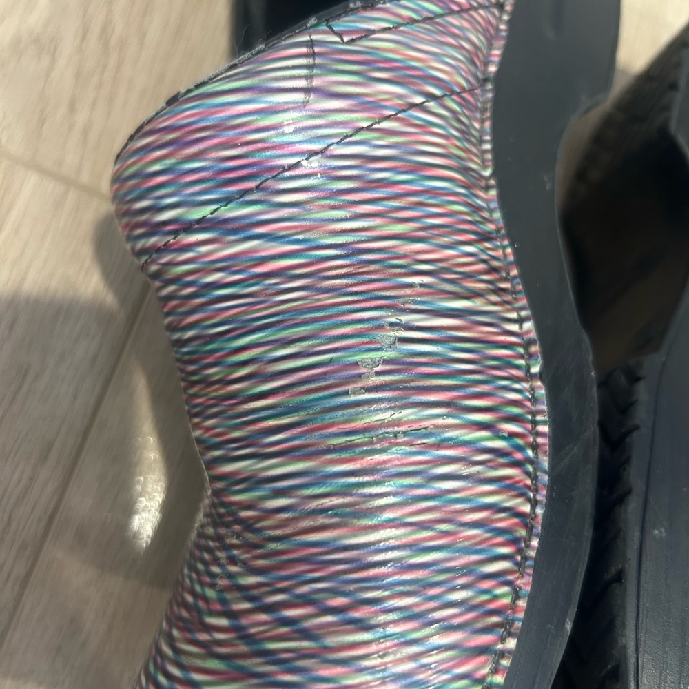 Dansko Metallic Rainbow Stripe Clogs Women's Sz 40 EU 10-10.5 US Shoes Career - Picture 5 of 12